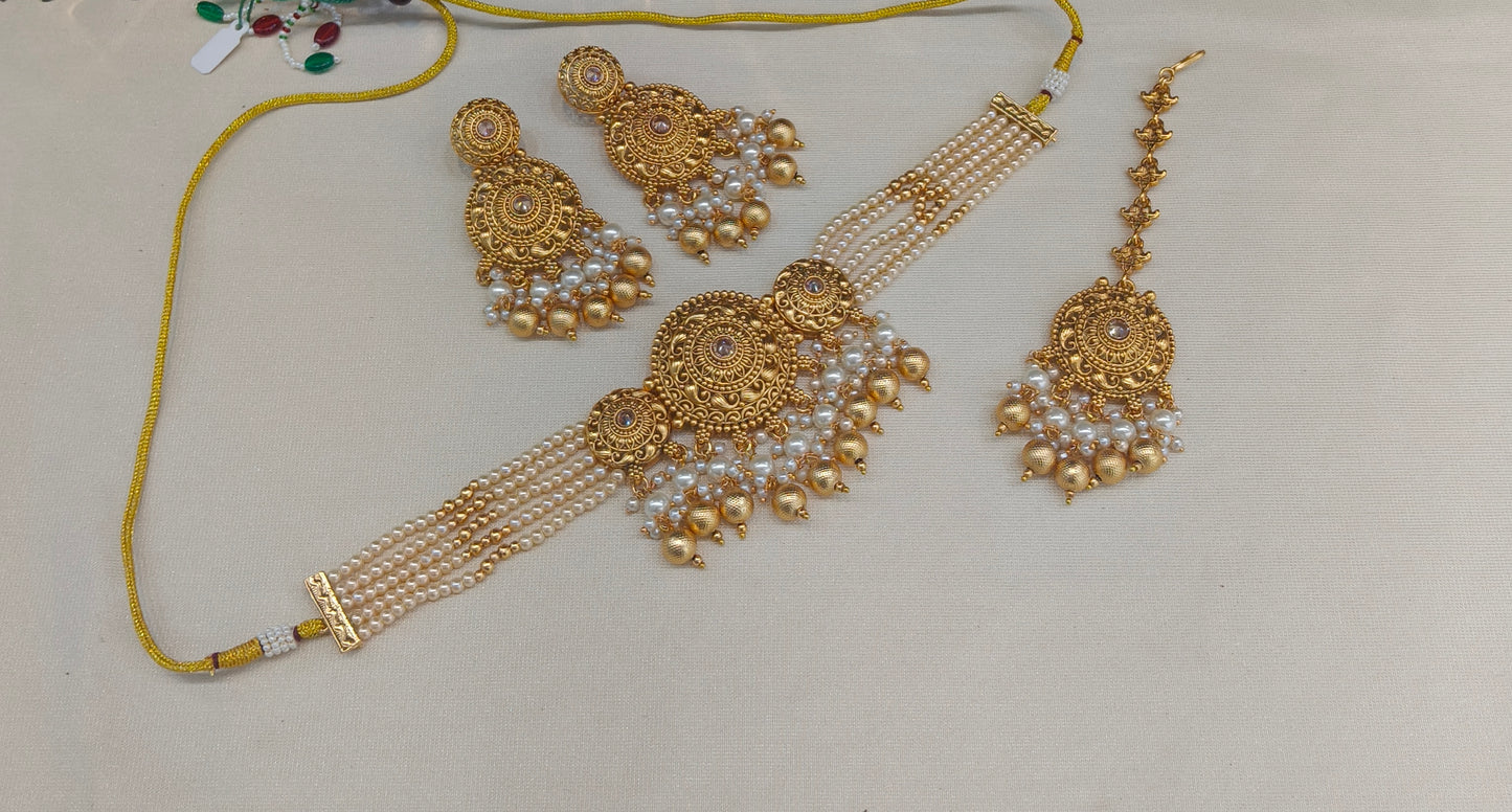 Gold  Polki  Choker Jewellery Lipi Set