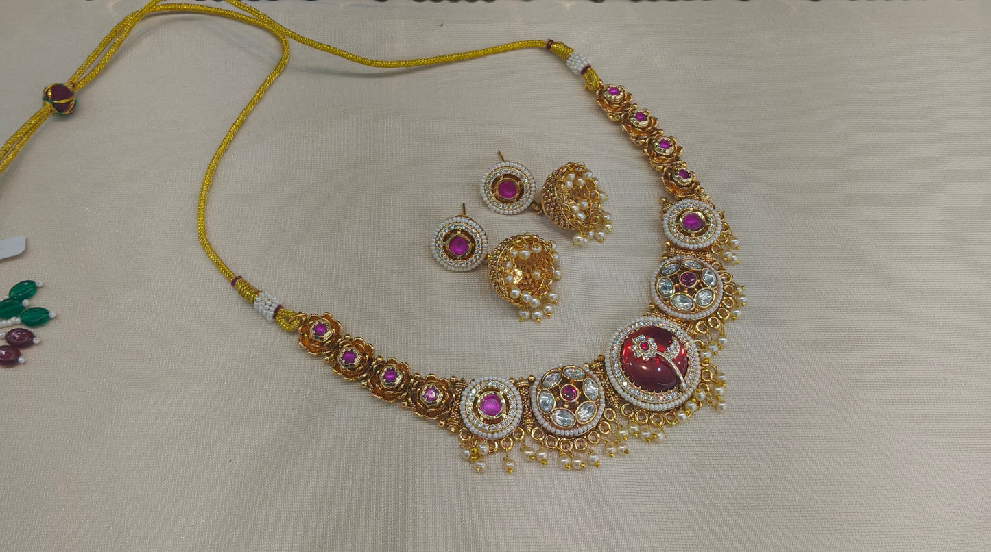 Gold Polki Necklace Jewellery Juhi  Sets