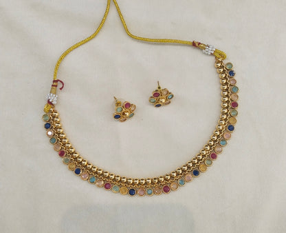 Gold Polki Multicolor Necklace Jewellery Mansi Sets
