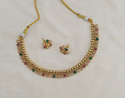 Gold Polki Ruby Green Necklace Jewellery Mansi Sets