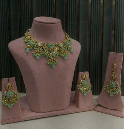 Gold Mint Kundan Necklace Sugam sets