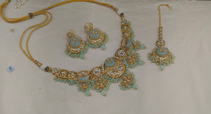 Gold Mint Kundan Necklace Sugam sets