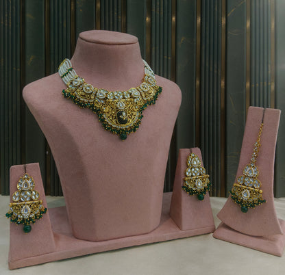 Gold Green Kundan Necklace Gita sets