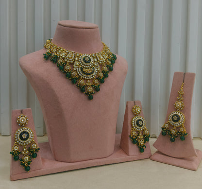 Gold Green Kundan Necklace Ravina sets