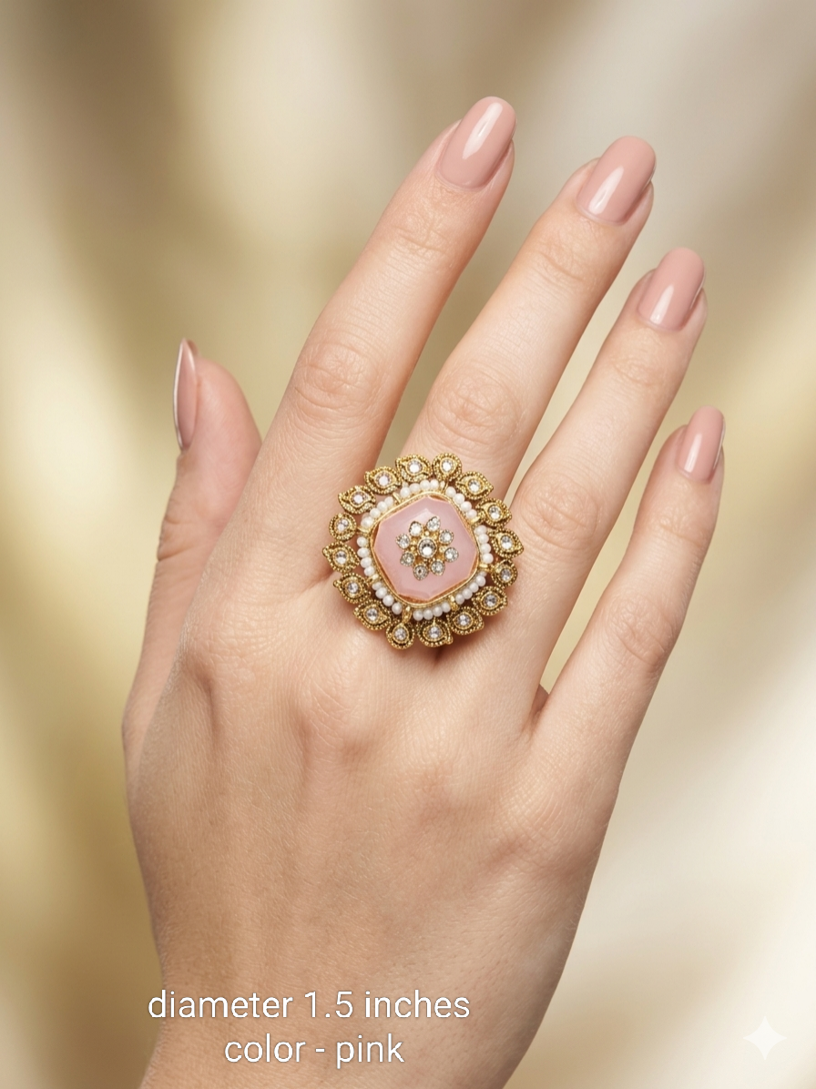 Kundan Adjustable Una Finger Rings