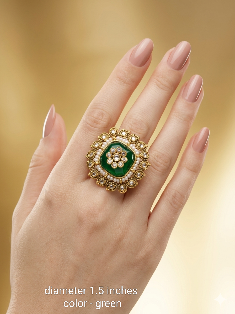 Kundan Adjustable Una Finger Rings