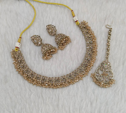 Antique Crystal Gold Necklace Shuba sets