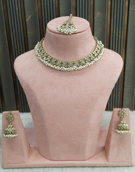 Antique Gold White Necklace Shuba sets