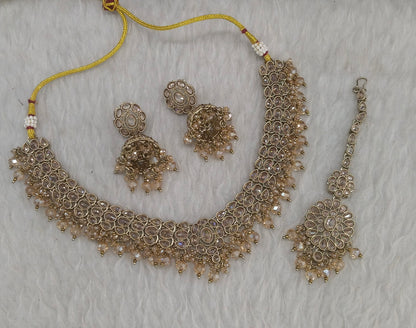 Antique Gold Crystal Necklace Shuba sets