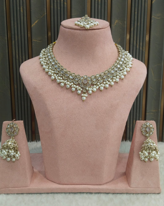 Antique Gold White Necklace Shuba sets