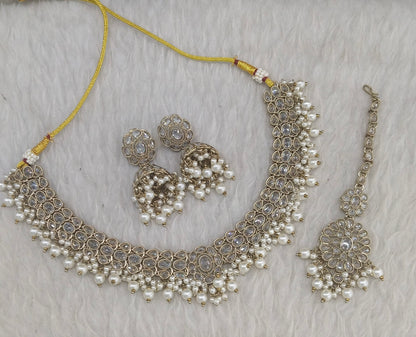 Antique Gold White Necklace Shuba sets