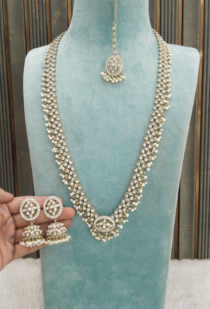 Antique White Long Rani Haar Necklace Jewellery Nita Set