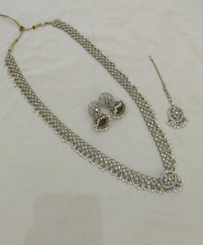 Antique White Long Rani Haar Necklace Jewellery Nita Set