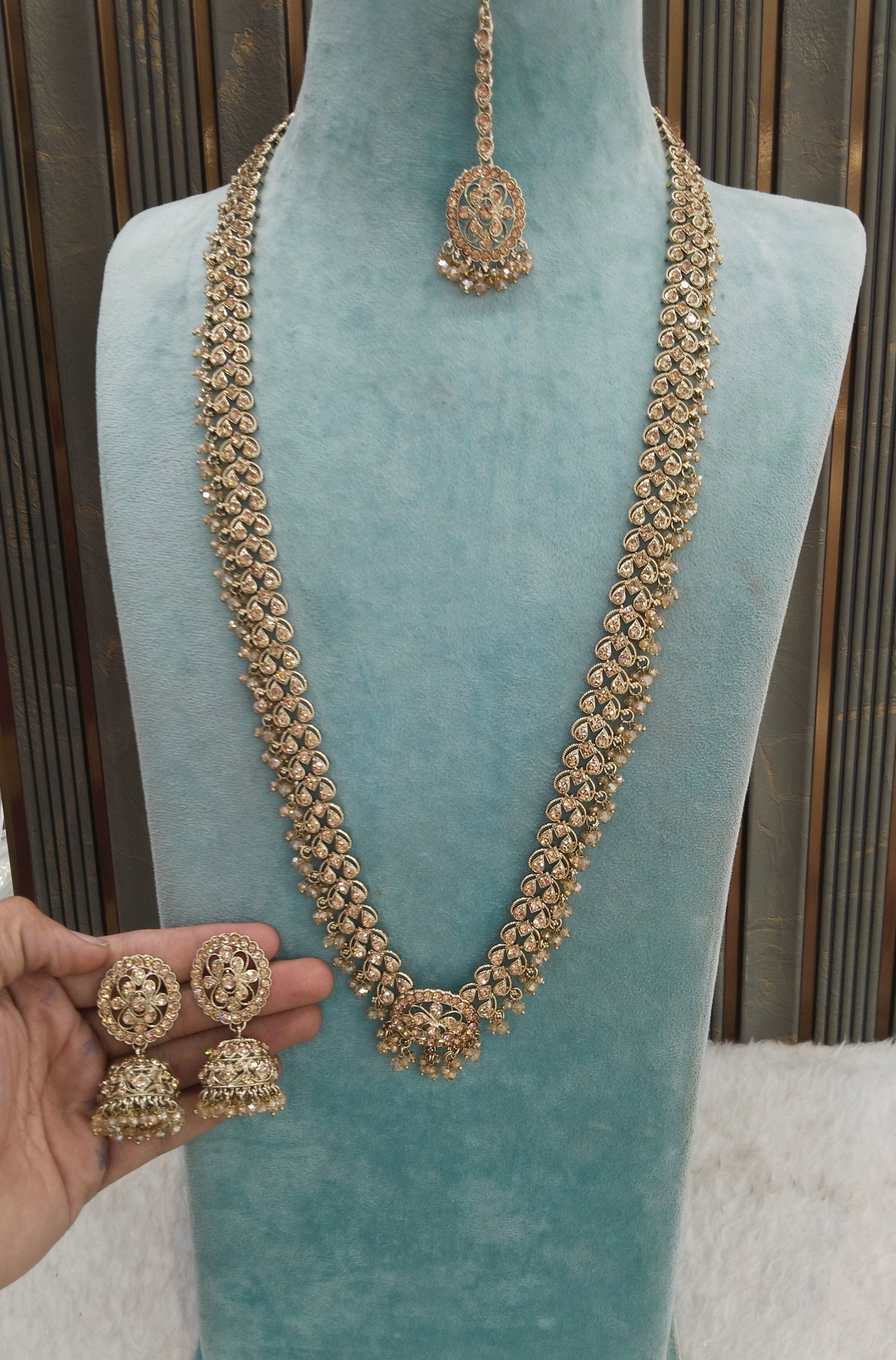 Antique Gold Long Rani Haar Necklace Jewellery Nita Set
