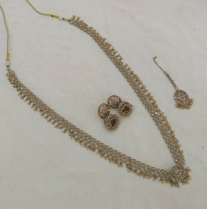 Antique Gold Long Rani Haar Necklace Jewellery Nita Set
