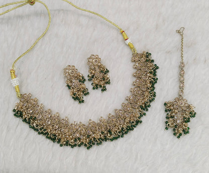 Antique Gold Green Necklace Shuba sets