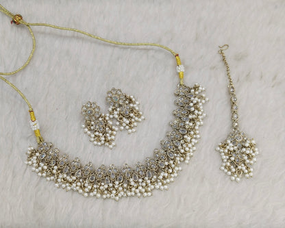 Antique Gold White Necklace Shuba sets