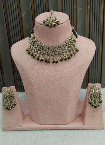 Antique Gold Green Necklace Anjali sets