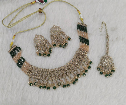 Antique Gold Green Necklace Anjali sets
