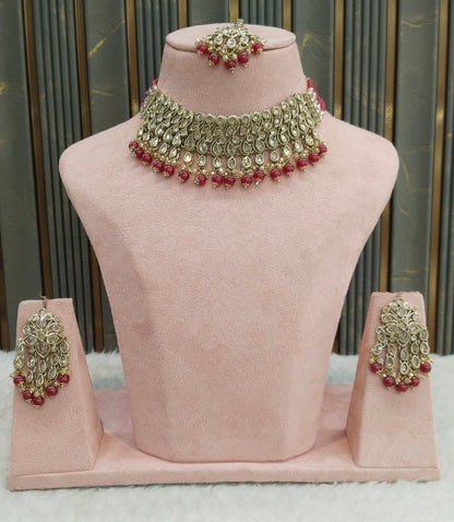 Antique Gold Ruby Necklace Anjali sets