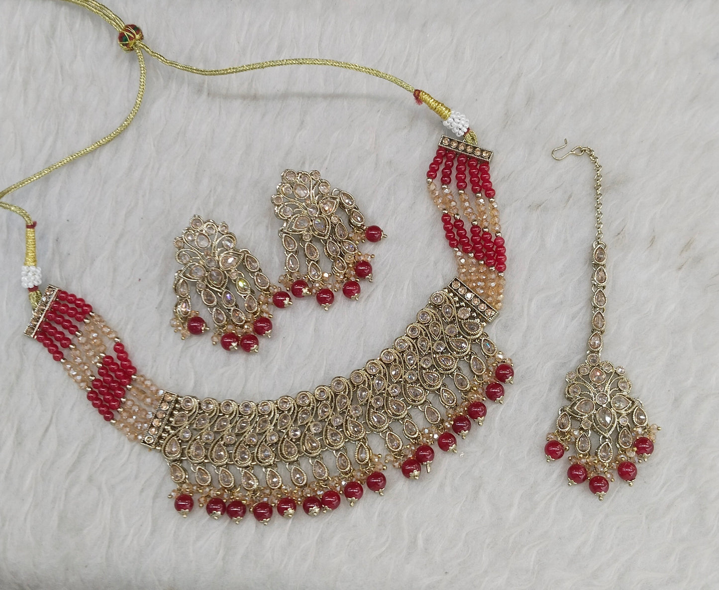Antique Gold Ruby Necklace Anjali sets