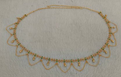 Gold Green Belly Chain kamarbelt Prachi Saree Chain
