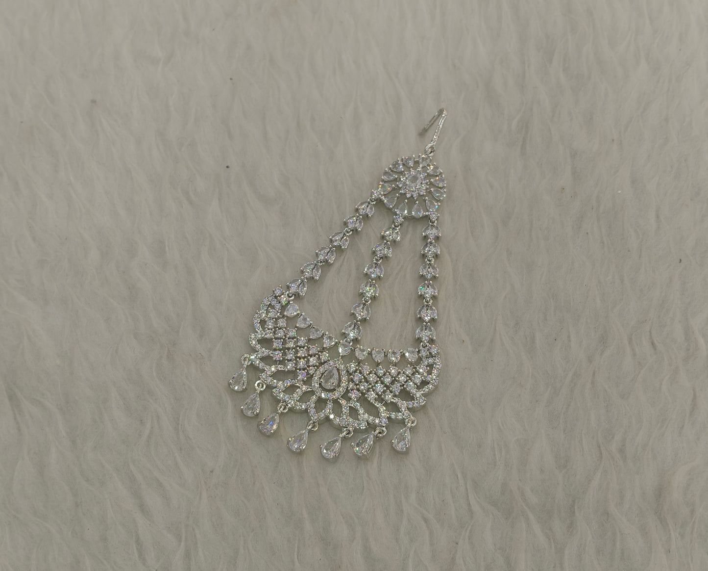 Silver American Diamond Passa Ad Headpiece Hanu Jewelers