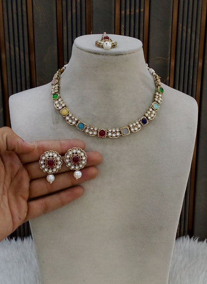 Antique Gold MultiColor Necklace Steff sets