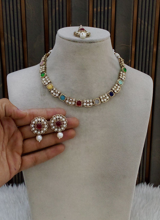 Antique Gold MultiColor Necklace Steff sets