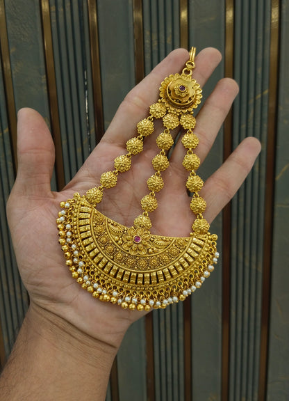 Gold Polki Ruby Jhumar Passa Headpiece Pipas Jewelers