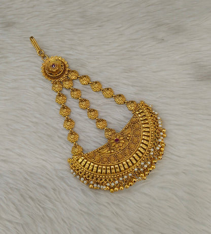 Gold Polki Ruby Jhumar Passa Headpiece Pipas Jewelers