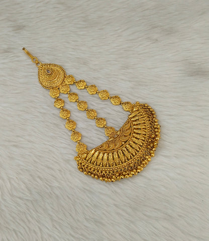Gold Polki White Jhumar Passa Headpiece Pipas Jewelers