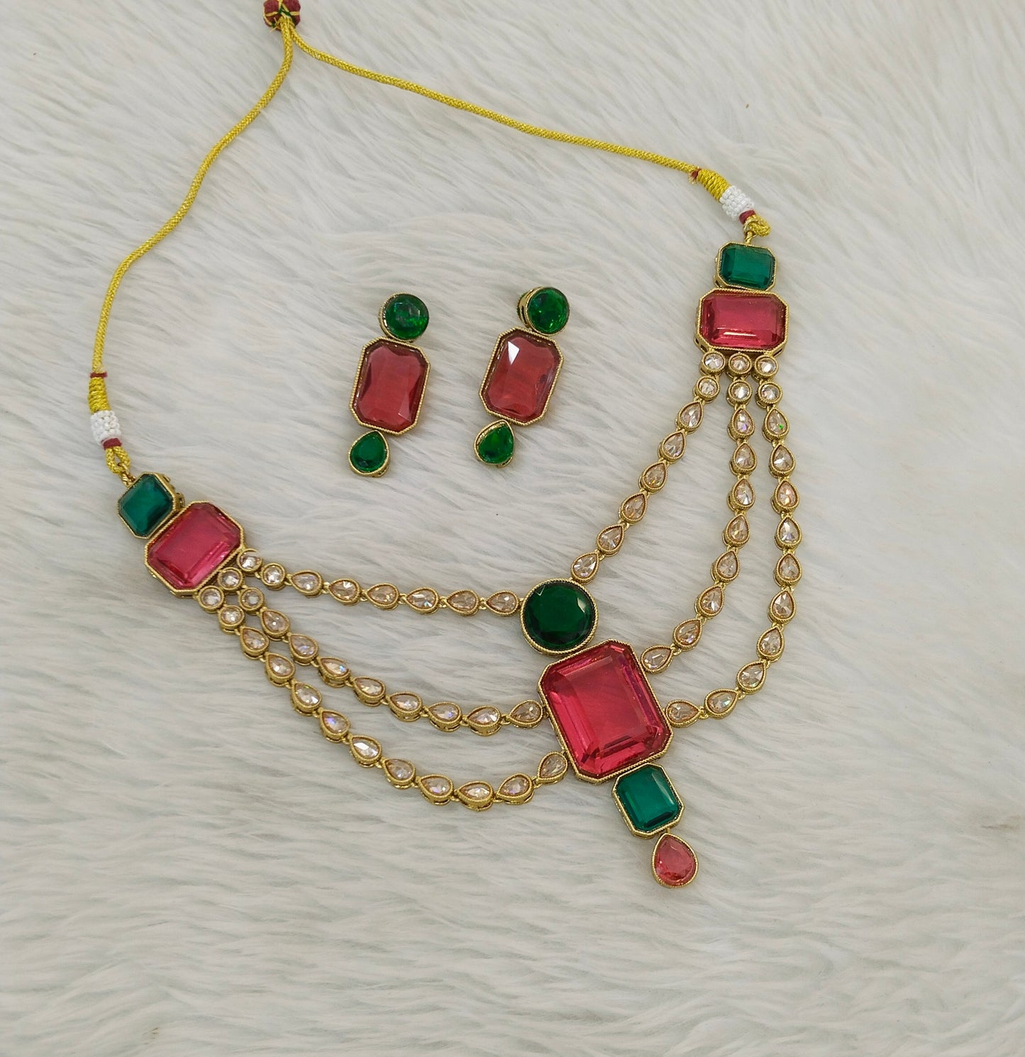 Antique Ruby Green Necklace Raman sets