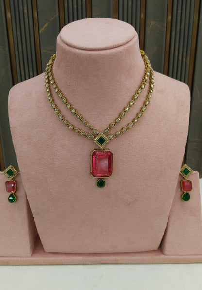 Antique Ruby Green Necklace Raman sets