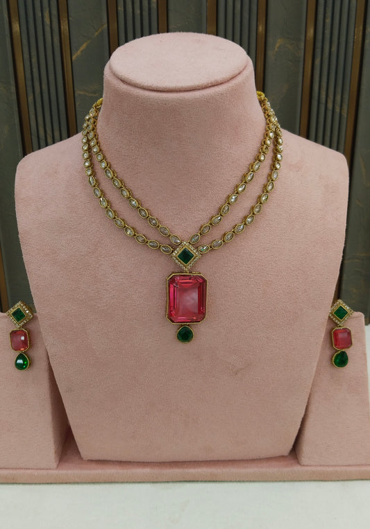 Antique Ruby Green Necklace Raman sets
