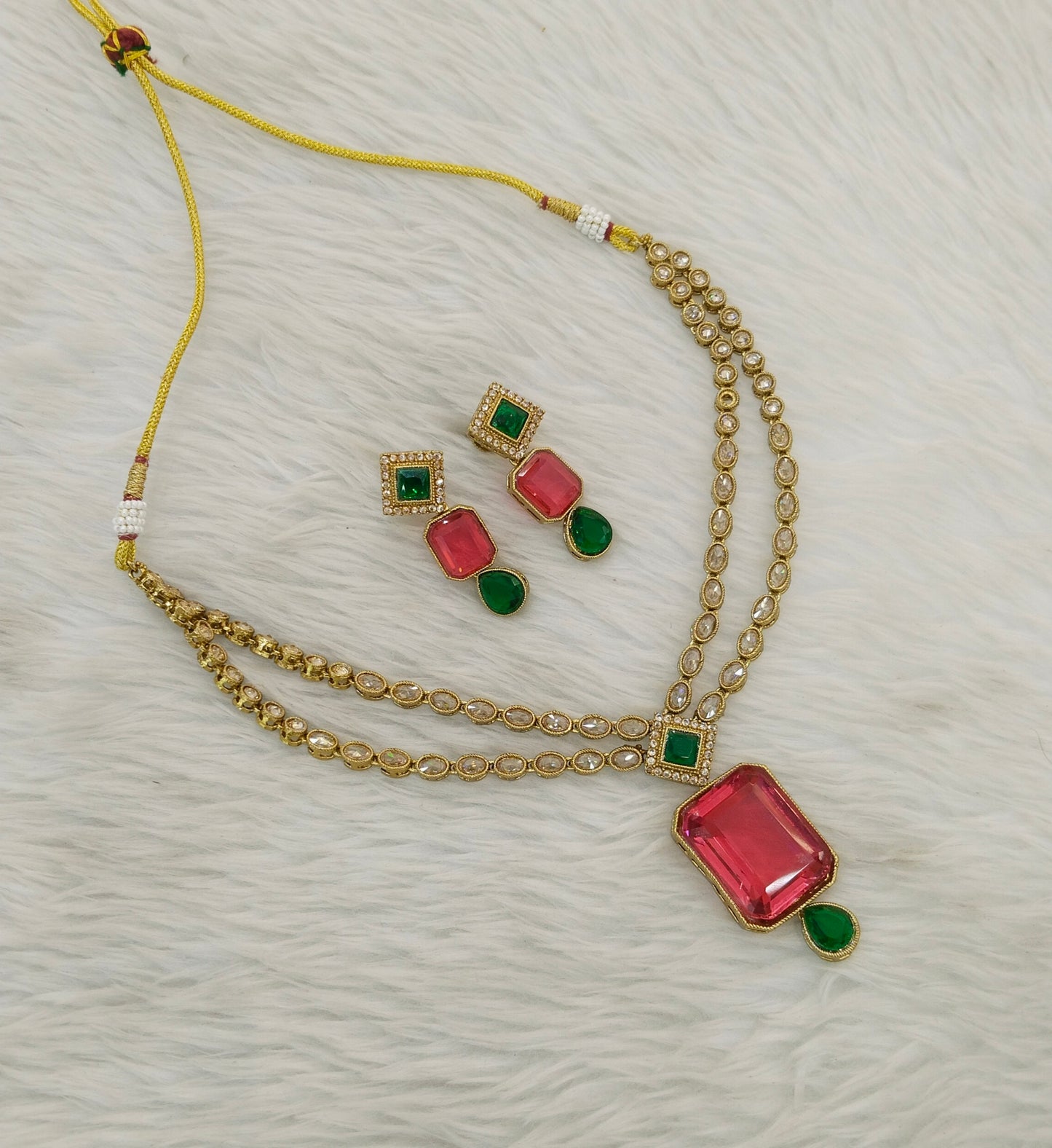 Antique Ruby Green Necklace Raman sets