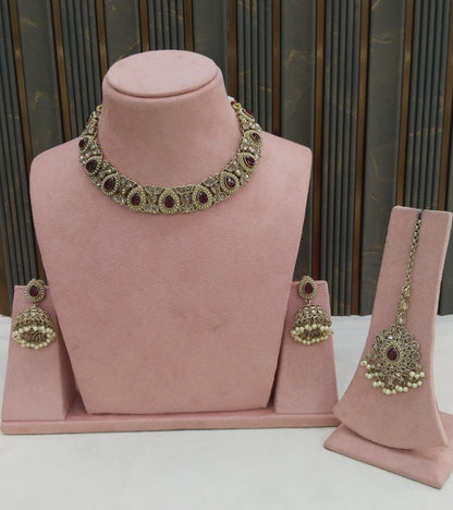 Antique Maroon Necklace Jagjeet sets