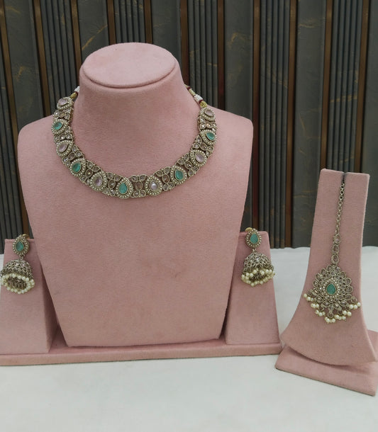 Antique Mint Pink Necklace Jagjeet sets