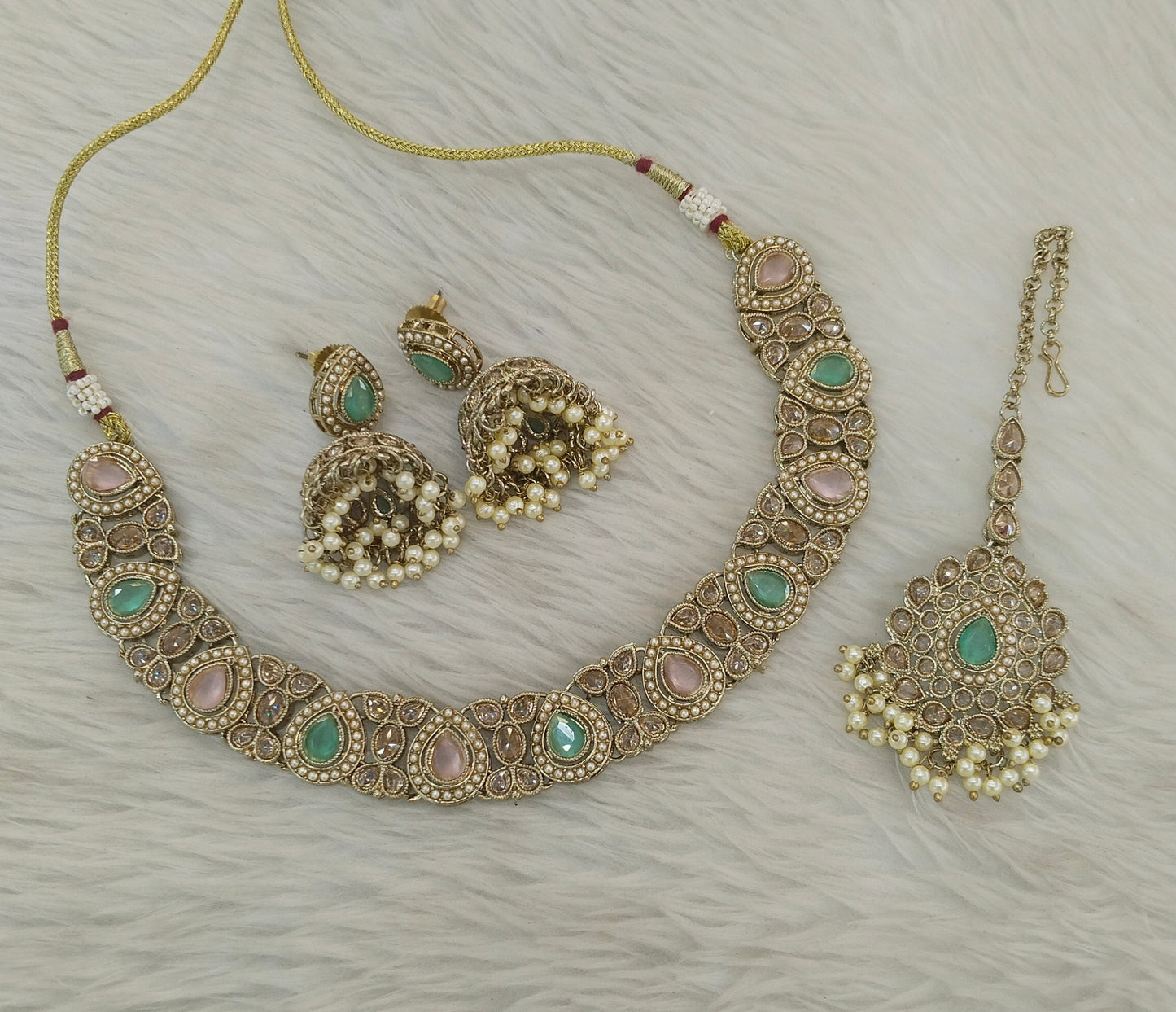 Antique Mint Pink Necklace Jagjeet sets