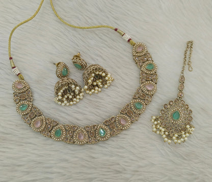 Antique Mint Pink Necklace Jagjeet sets