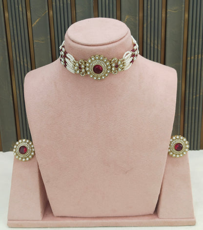 Antique Maroon Choker Jewellery Nalini Set