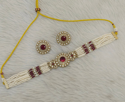 Antique Maroon Choker Jewellery Nalini Set
