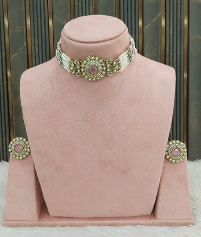 Antique Mint Pink Choker Jewellery Nalini Set