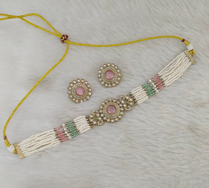 Antique Mint Pink Choker Jewellery Nalini Set