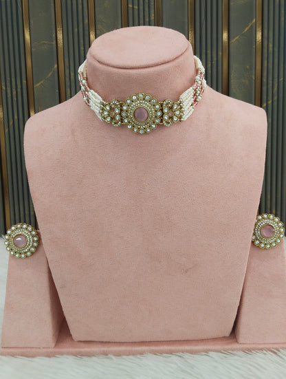 Antique Pink Choker Jewellery Nalini Set