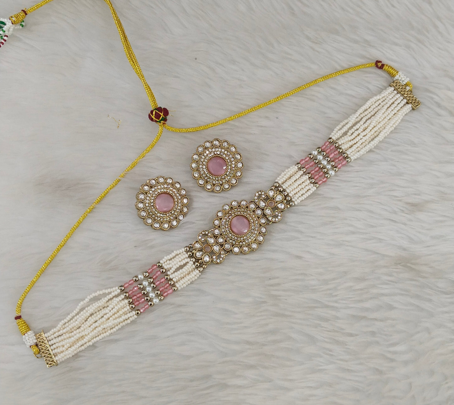 Antique Pink Choker Jewellery Nalini Set
