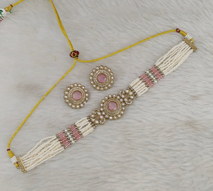 Antique Pink Choker Jewellery Nalini Set