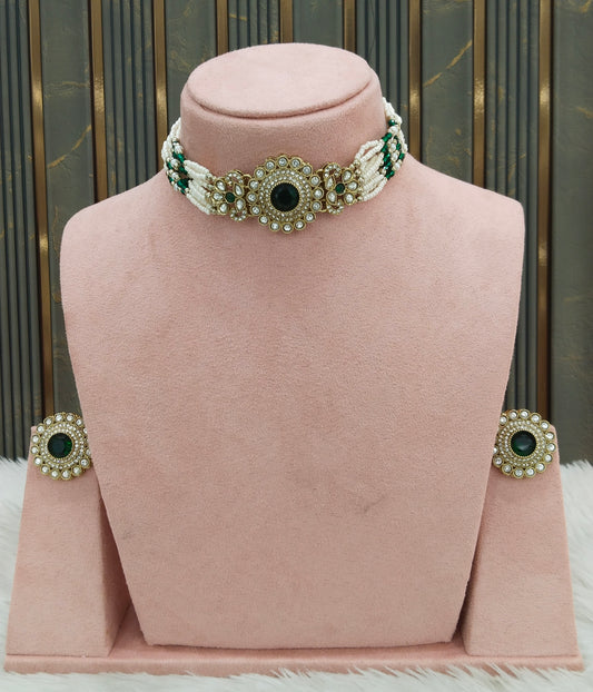 Antique Green Choker Jewellery Nalini Set