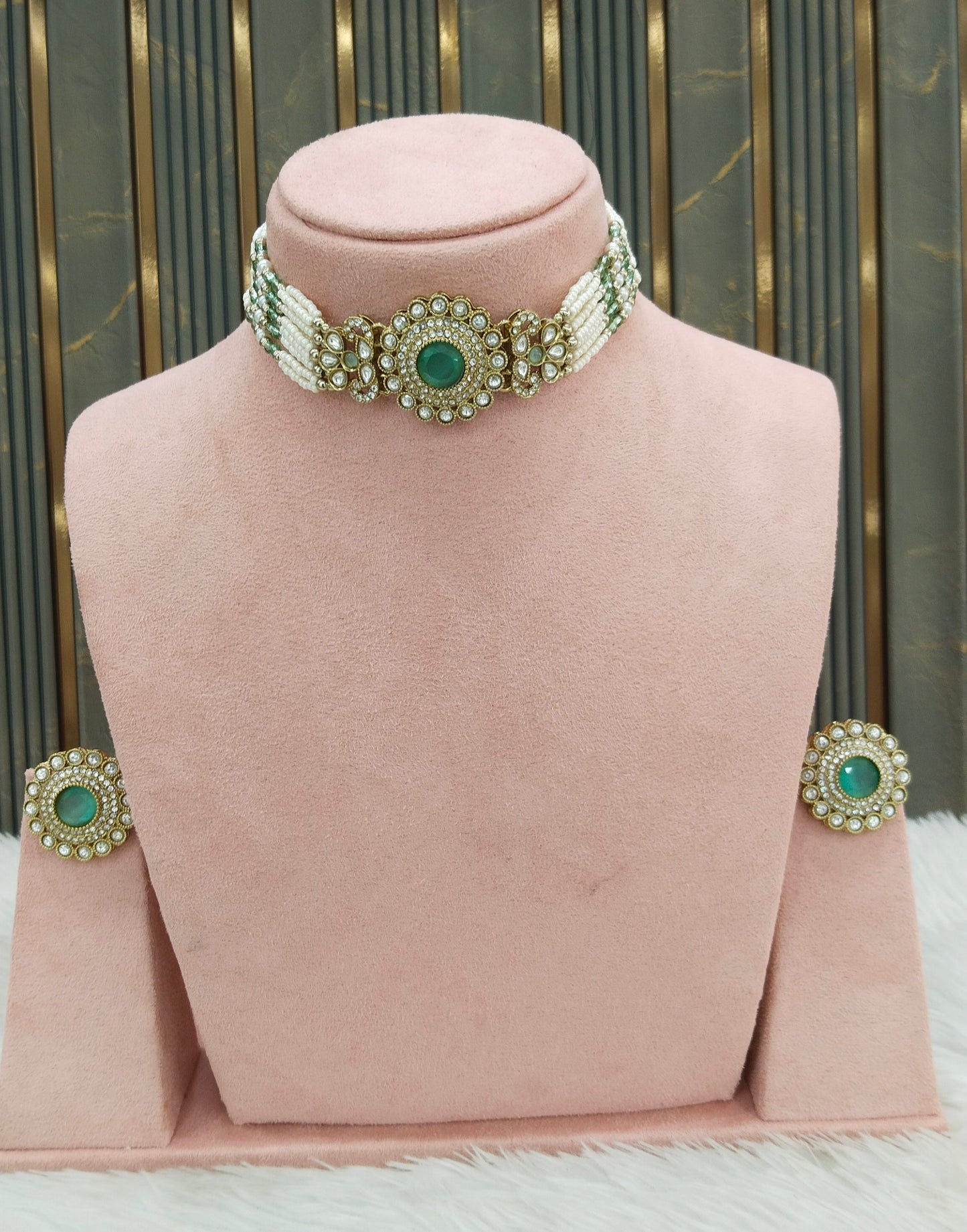 Antique Mint Choker Jewellery Nalini Set