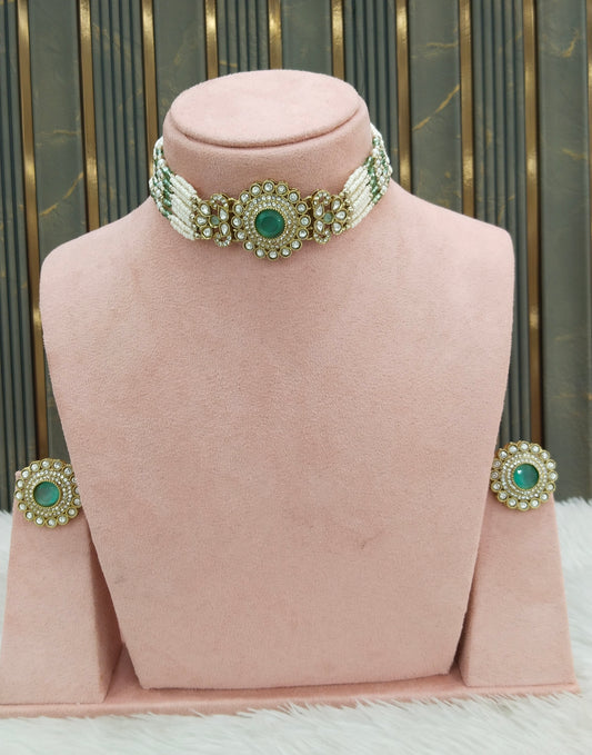 Antique Mint Choker Jewellery Nalini Set
